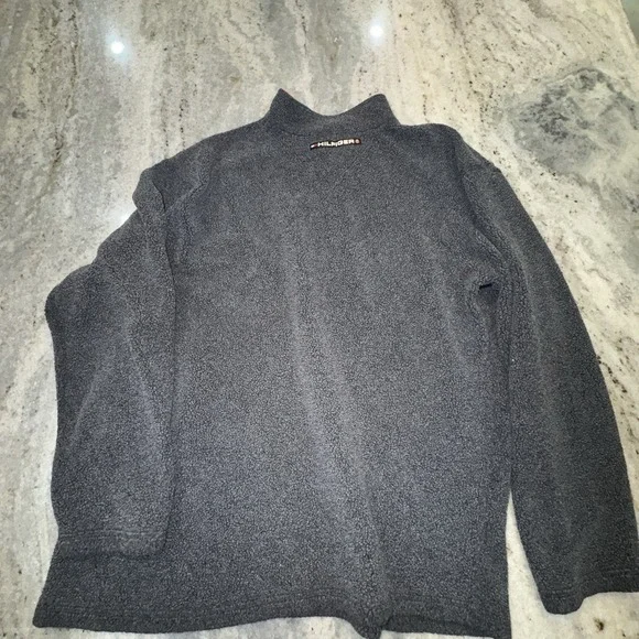 Vintage Tommy Hilfiger XL Pullover Fleece Gray Cold Stop Y2K 1/4 Zip 90s Logo - Picture 6 of 7
